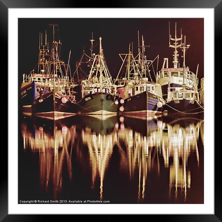 Fishing fleet at Portree pier Framed Mounted Print by Richard Smith