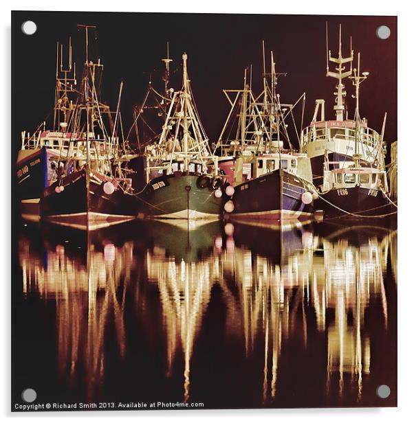 Fishing fleet at Portree pier Acrylic by Richard Smith
