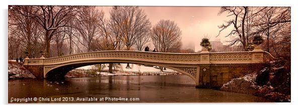Bow Bridge Winter Panorama Acrylic by Chris Lord