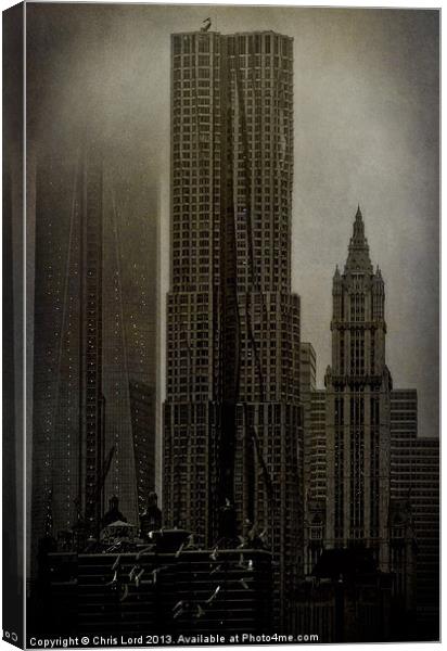 Concrete, Steel, Glass and Fog Canvas Print by Chris Lord
