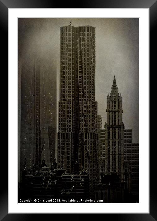 Concrete, Steel, Glass and Fog Framed Mounted Print by Chris Lord