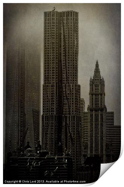 Concrete, Steel, Glass and Fog Print by Chris Lord