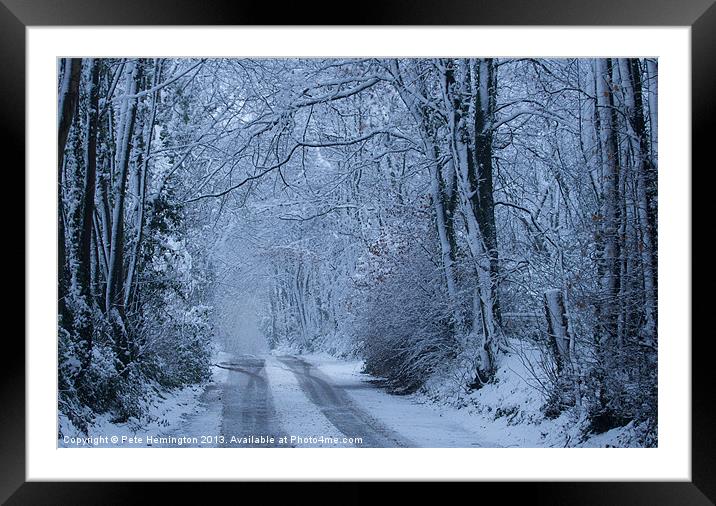Snowy lane Framed Mounted Print by Pete Hemington