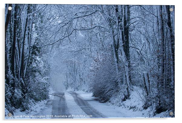Snowy lane Acrylic by Pete Hemington