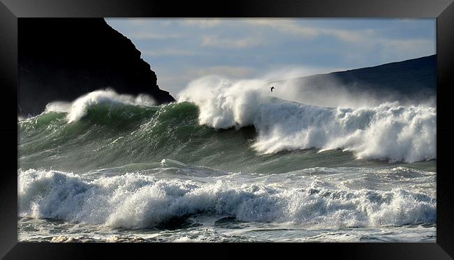 Swell coming in to Clogher beach Framed Print by barbara walsh