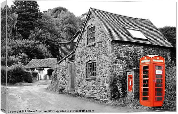 Red phone box Church Stretton Shropshire Canvas Print by Andrew Poynton