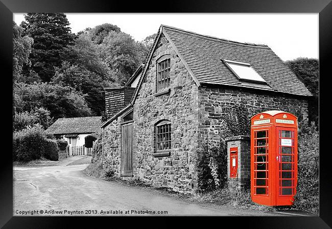 Red phone box Church Stretton Shropshire Framed Print by Andrew Poynton