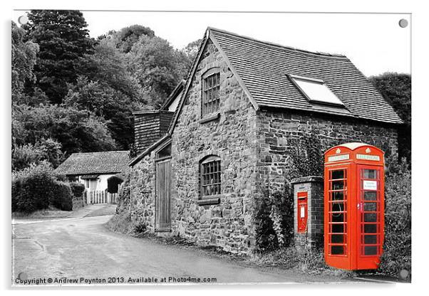 Red phone box Church Stretton Shropshire Acrylic by Andrew Poynton