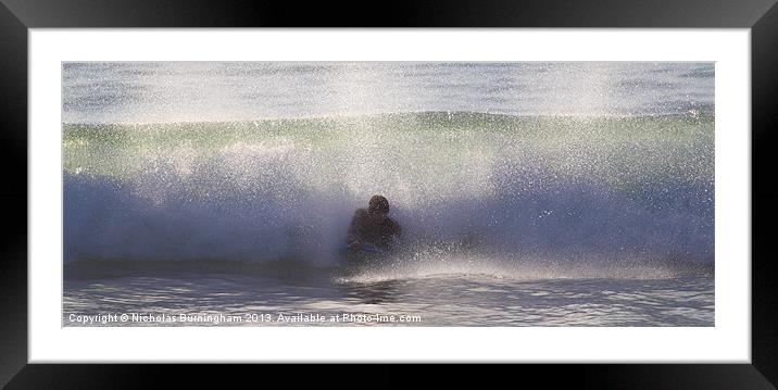Body Boarding Surfer Framed Mounted Print by Nicholas Burningham