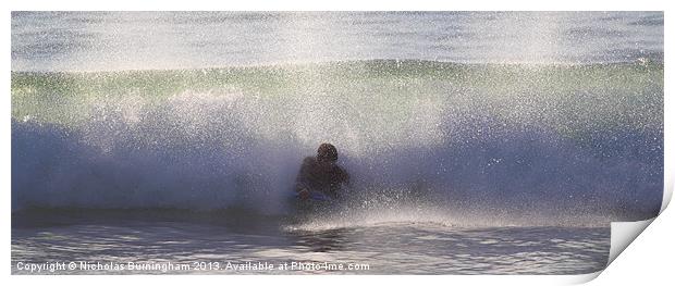 Body Boarding Surfer Print by Nicholas Burningham