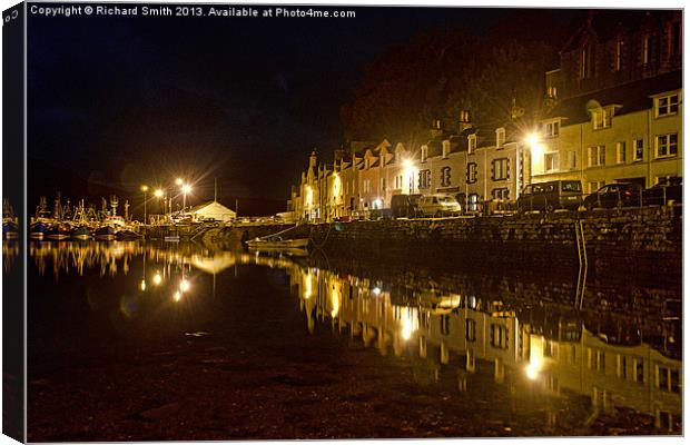 Portree pier at night Canvas Print by Richard Smith