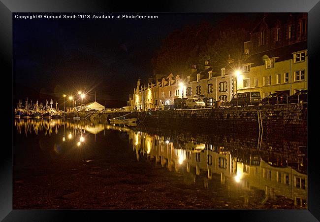 Portree pier at night Framed Print by Richard Smith