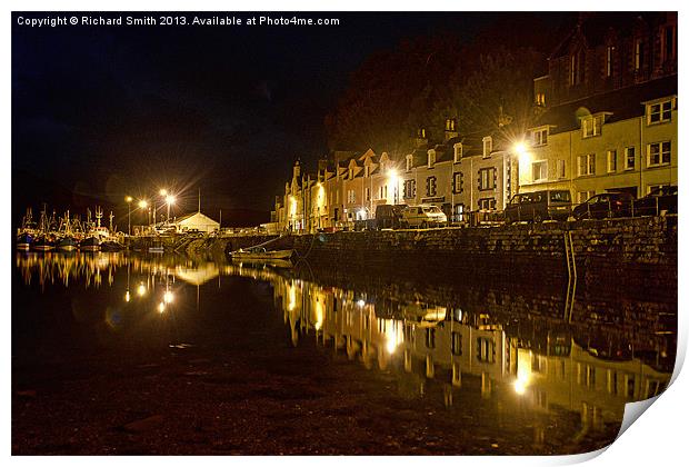 Portree pier at night Print by Richard Smith