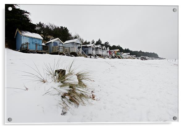 Snowy Wells Beach Huts Acrylic by Paul Macro