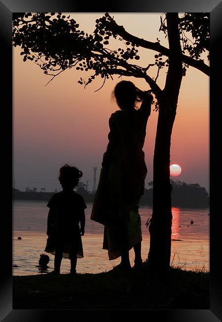 Mother &  Daughter Framed Print by T R   Bala subramanyam