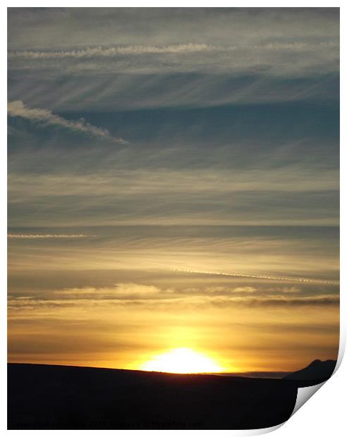 Sunset Lonscale Fell Print by Janet Tate