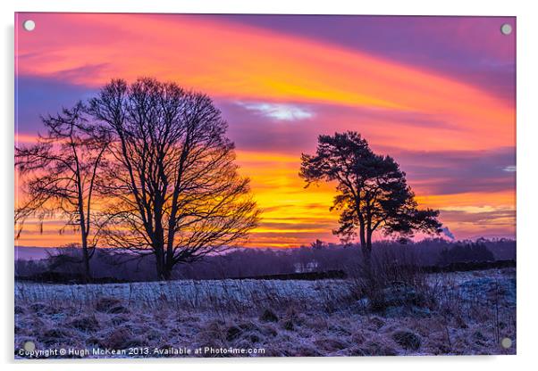 Sunrise, Winter, Snow, Dumfries Acrylic by Hugh McKean