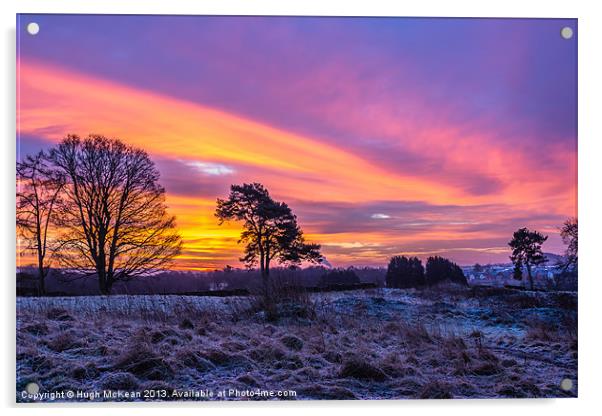 Sunrise, Winter, Snow, Dumfries Acrylic by Hugh McKean
