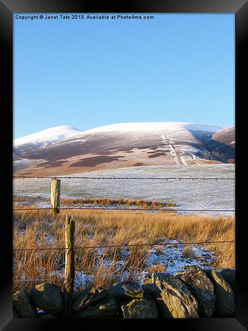 Snow capped Skiddaw Framed Print by Janet Tate