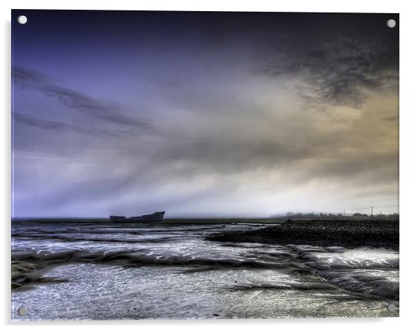A Misty Morning on the River Acrylic by Nigel Jones