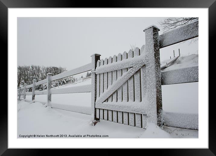 Snow Covered Gate Framed Mounted Print by Helen Northcott