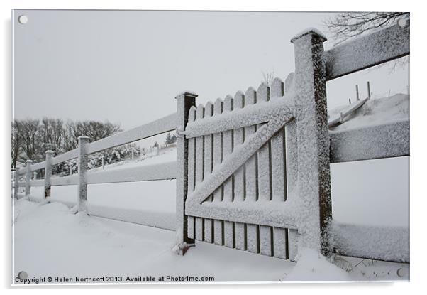 Snow Covered Gate Acrylic by Helen Northcott