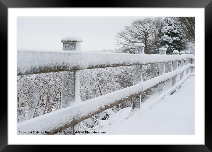Snow Covered Fence Framed Mounted Print by Helen Northcott