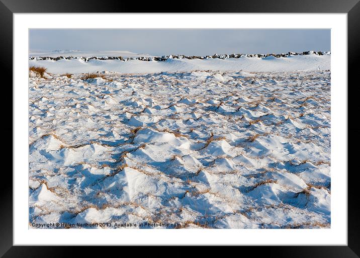 Snow Covered Grass Framed Mounted Print by Helen Northcott
