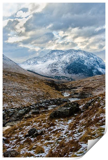 A Winter Day in Glen Etive Print by Jacqi Elmslie