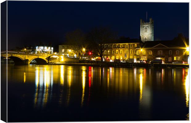 Henley Night scene Canvas Print by Oxon Images