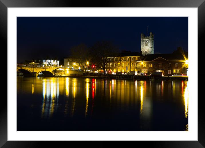 Henley Night scene Framed Mounted Print by Oxon Images