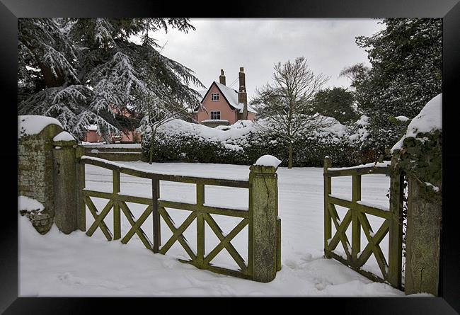 Norfolk Winter Farmhouse Framed Print by Darren Burroughs