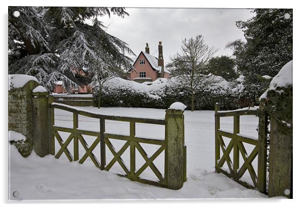 Norfolk Winter Farmhouse Acrylic by Darren Burroughs