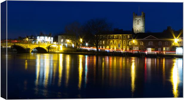 Henley Night scene 16:9 Canvas Print by Oxon Images