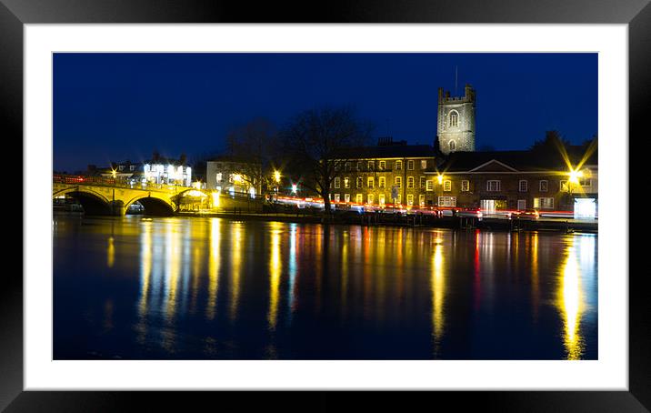 Henley Night scene 16:9 Framed Mounted Print by Oxon Images