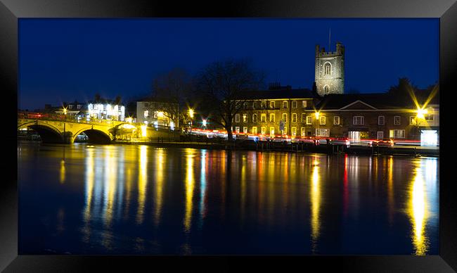 Henley Night scene 16:9 Framed Print by Oxon Images