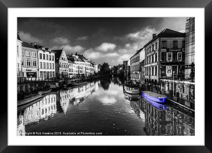 Reflections of Gent with blue Framed Mounted Print by Rob Hawkins