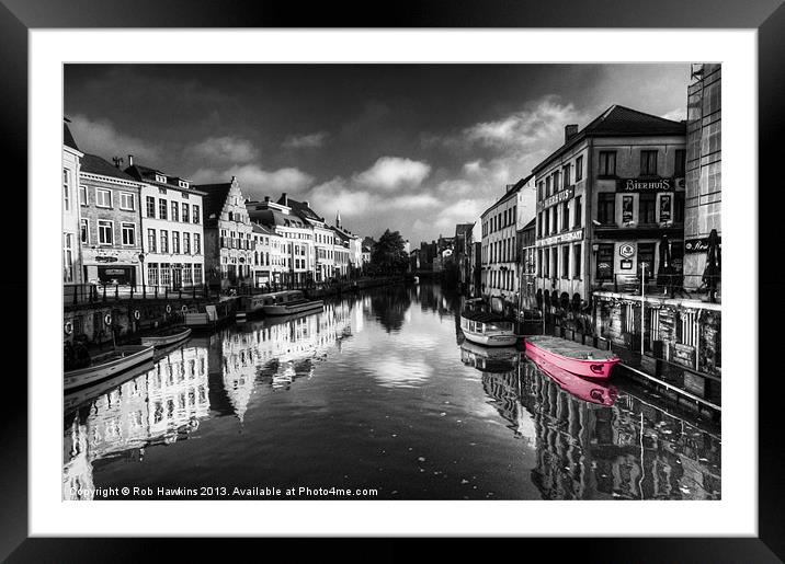 Reflections over Ghent with pink Framed Mounted Print by Rob Hawkins