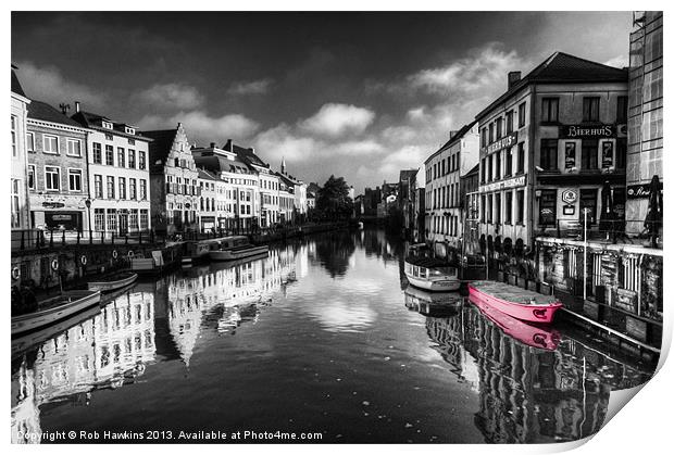 Reflections over Ghent with pink Print by Rob Hawkins