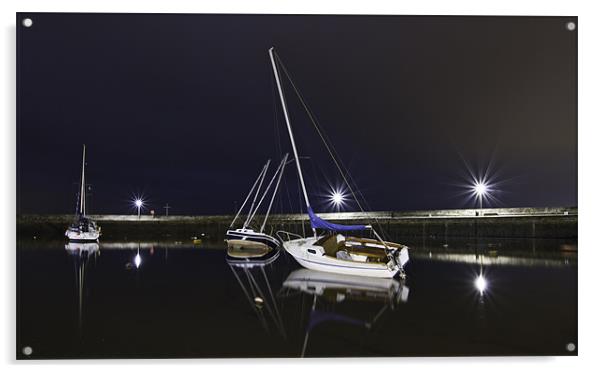 Fisherrow Harbour at night Acrylic by Buster Brown