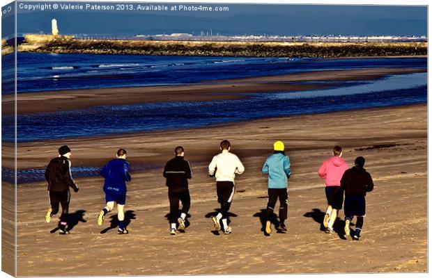 A Jog On The Beach Canvas Print by Valerie Paterson