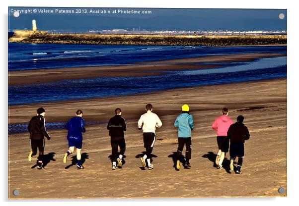 A Jog On The Beach Acrylic by Valerie Paterson