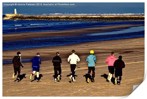 A Jog On The Beach Print by Valerie Paterson