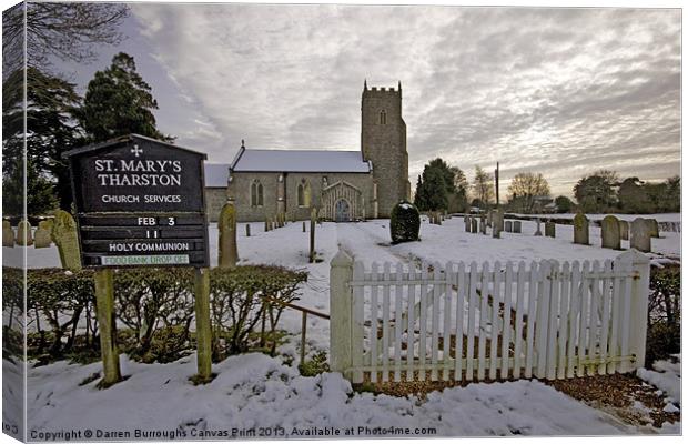 St Marys Tharston Canvas Print by Darren Burroughs