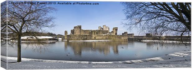 Caerphilly Castle winter time Canvas Print by Hazel Powell