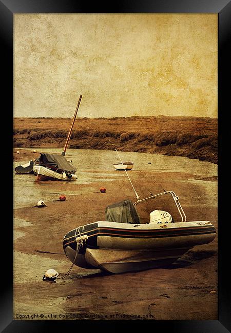 Blakeney Boats Framed Print by Julie Coe