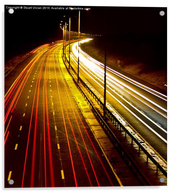 Cars on Motorway Acrylic by Stuart Vivian