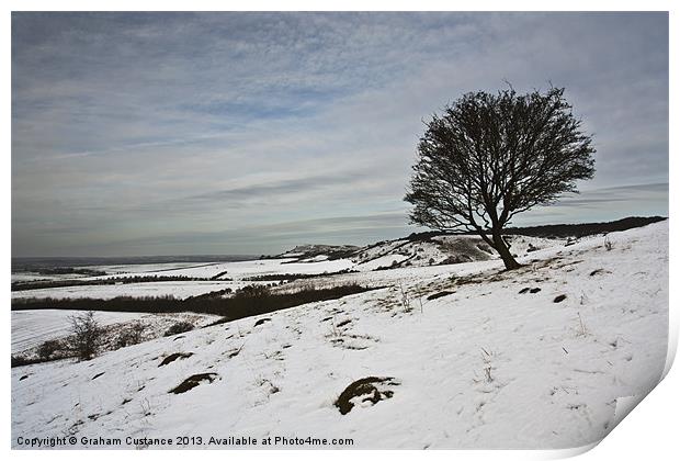 Winter in the Chilterns Print by Graham Custance