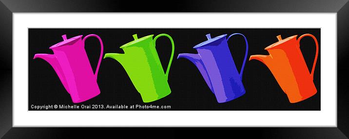 Coffee Pot colour Framed Mounted Print by Michelle Orai