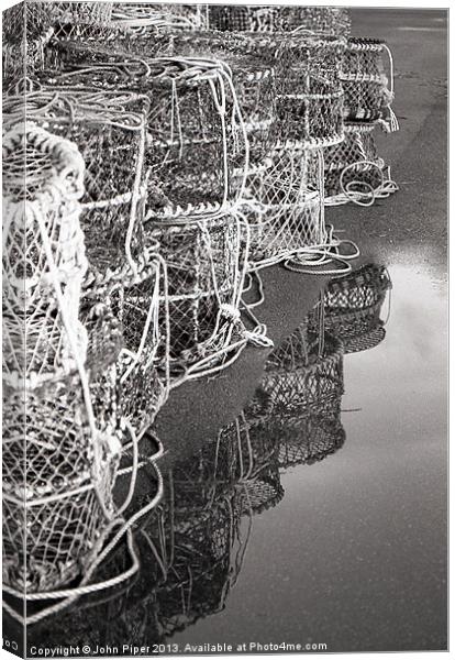 Lobster Pots Reflection Canvas Print by John Piper